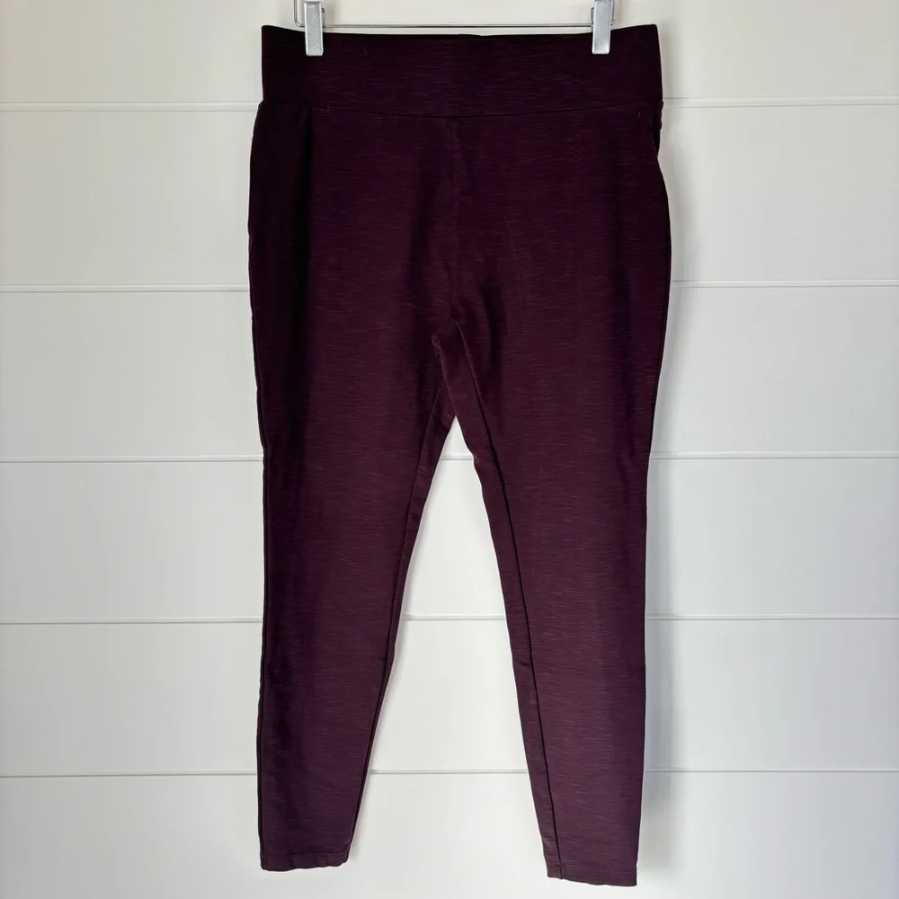 Matty M Women Slub Ponte Stretch Legging Pants With Pockets Deep Burgundy Large